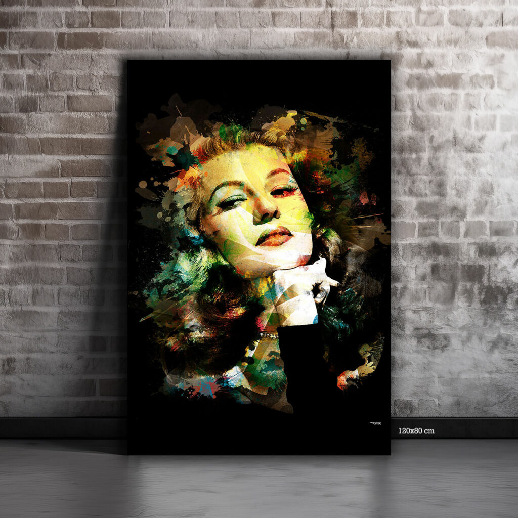 Tableau Gilda version Splashed!, portrait glamour inspiré du classique avec Rita Hayworth