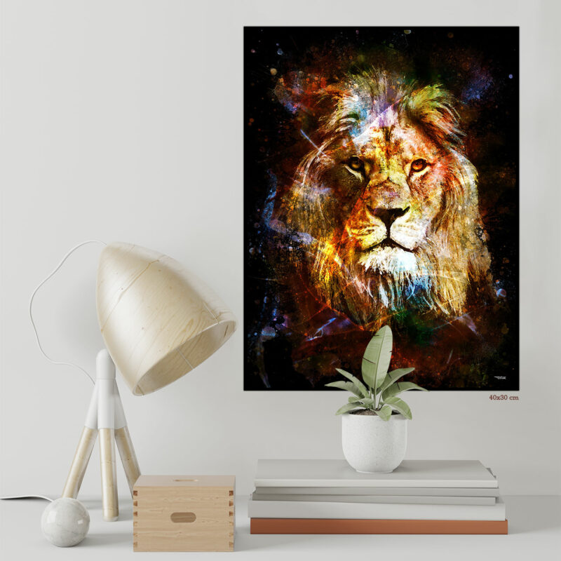 splashed-lampe-poster-40x30-francais-animaux-felin-lion-01-sans-cadre
