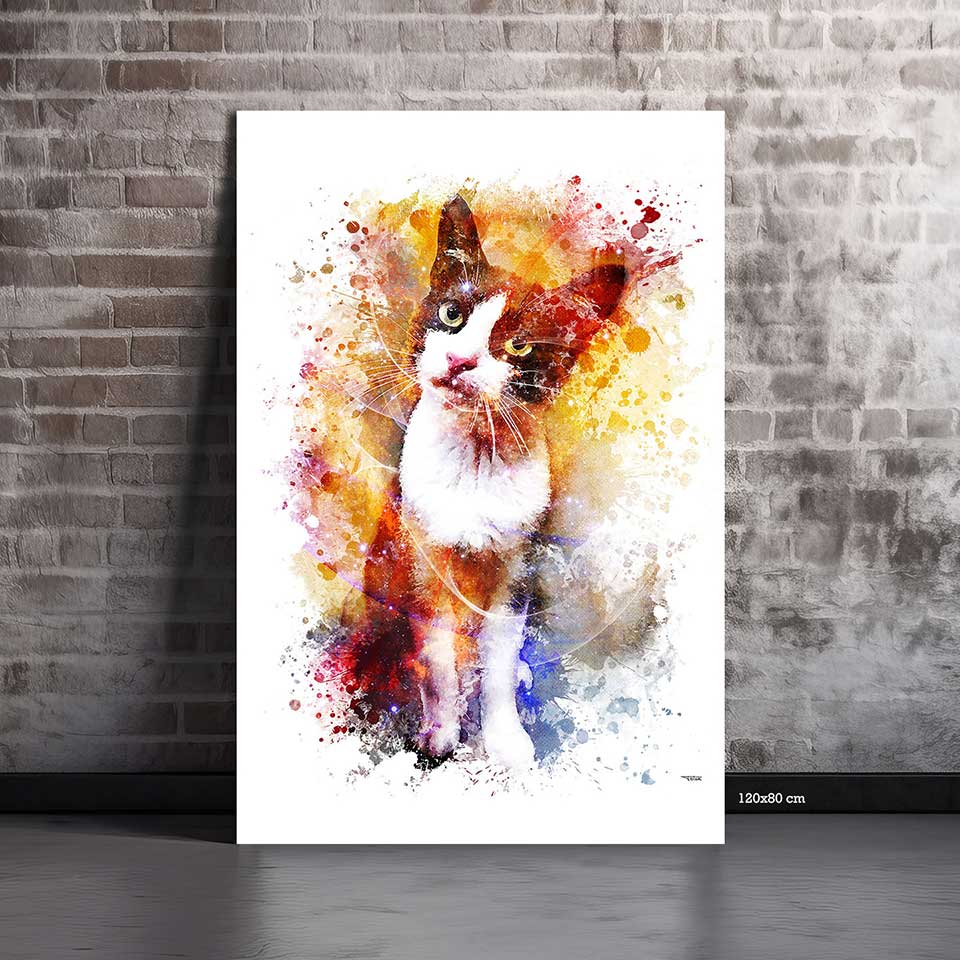 splashed-mur-brique-clair-poster-120x80-francais-animaux-chat-01-sans-cadre