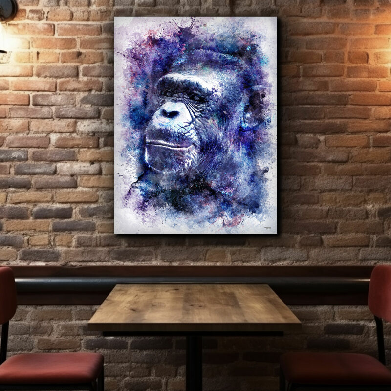 splashed-table-mur-briques-tableau-80x60-francais-animaux-singe-chimpanze-01-sans-cadre