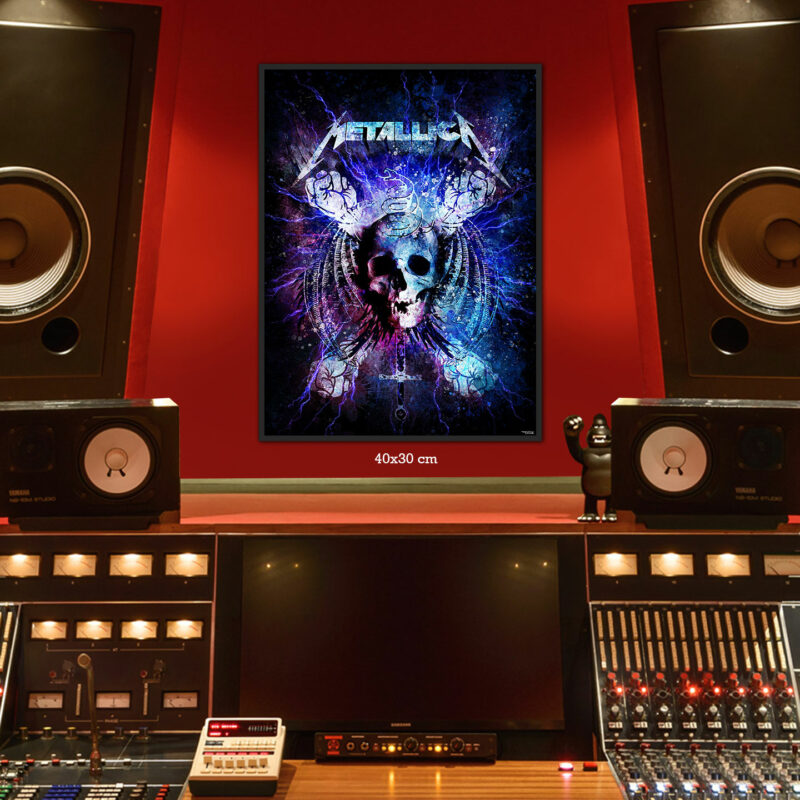 splashed-studio-musique-poster-40x30-francais-musique-metallica-hard-rock-02-avec-cadre-noir