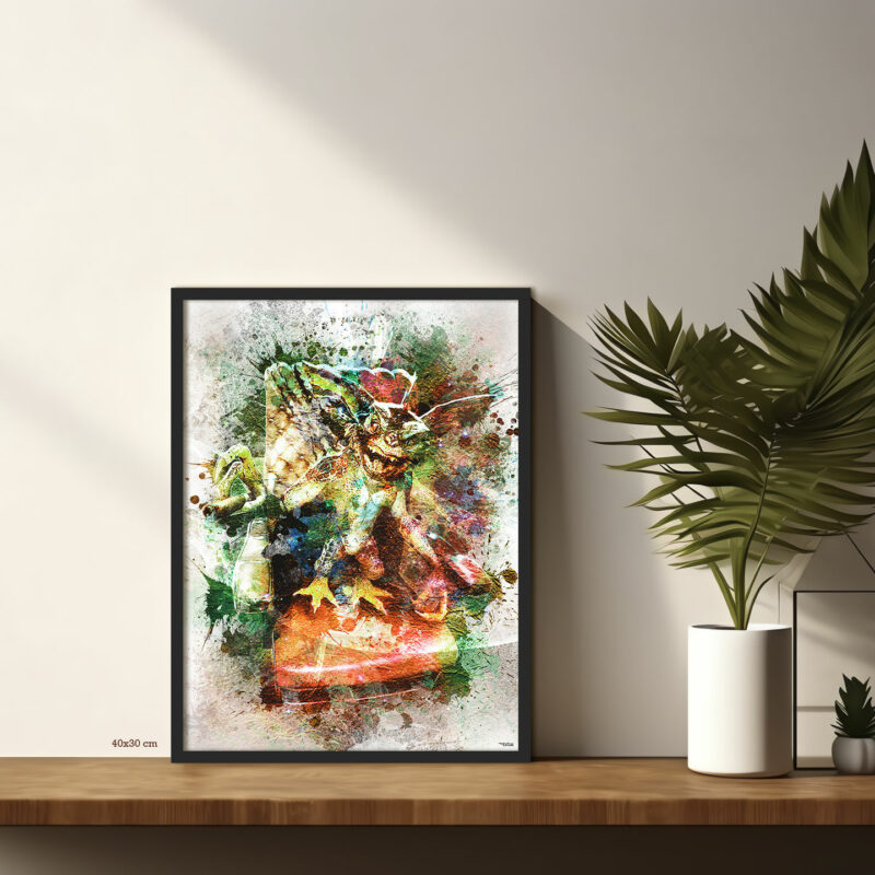 splashed-table-plante-poster-40x30-francais-cinema-gremlins-2-mechant-avec-cadre-noir