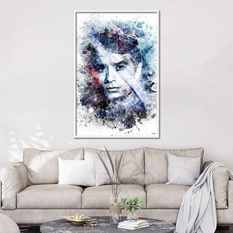 splashed-poster-peinture-120x80-francais-cinema-alain-delon-avec-cadre-blanc