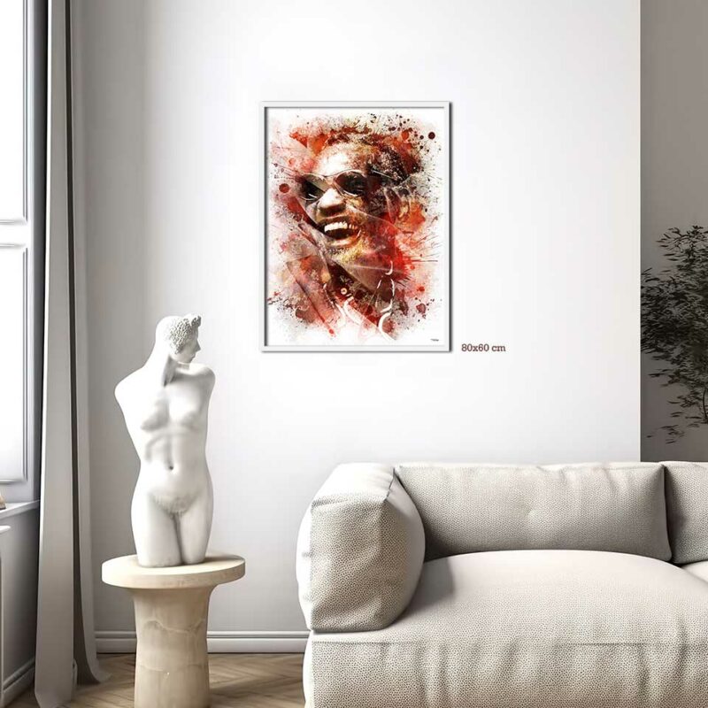 splashed-poster-peinture-80x60-francais-musique-ray-charles-avec-cadre-blanc