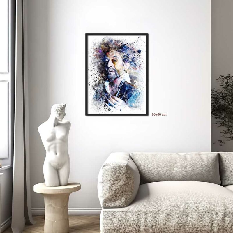 splashed-poster-peinture-80x60-francais-musique-serge-gainsbourg-avec-cadre-noir