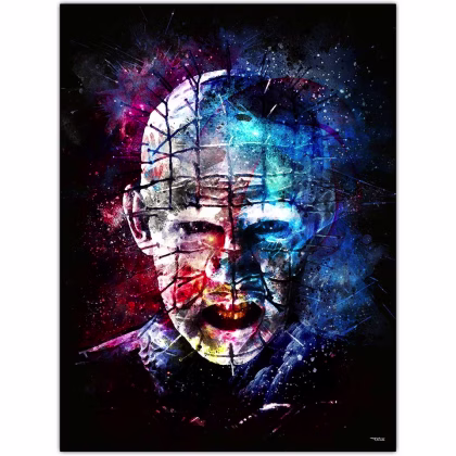 affiche-poster-tableau-cinema-pinhead-peinture-hellraiser-3-hell-on-earth-doug-bradley-1992-anthony-hickox-copyright-totor-pour-splashed