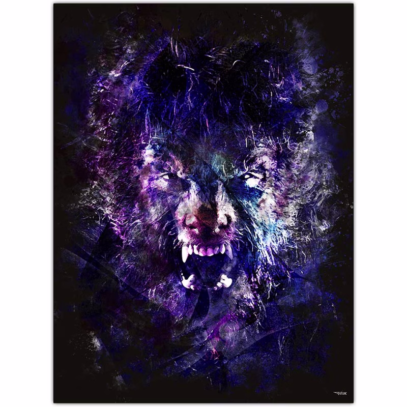 affiche-poster-tableau-cinema-wolfman-peinture-benicio-del-toro-2010-joe-johnston-copyright-totor-pour-splashed