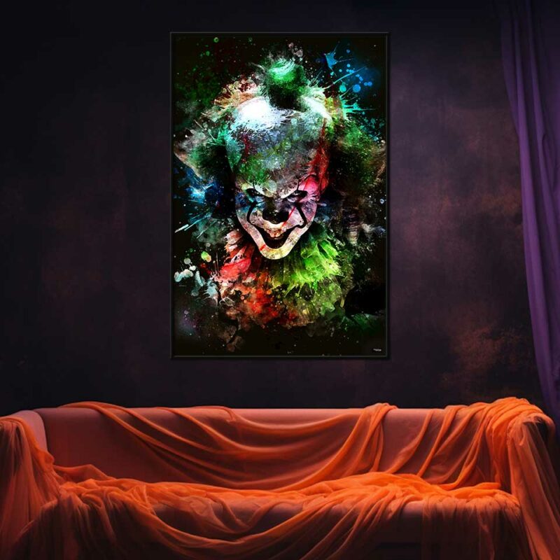 poster-120x80-cinema-pennywise-peinture-ça-it-bill-skarsgard-2017-andy-muschietti-copyright-totor-pour-splashed-cadre-noir