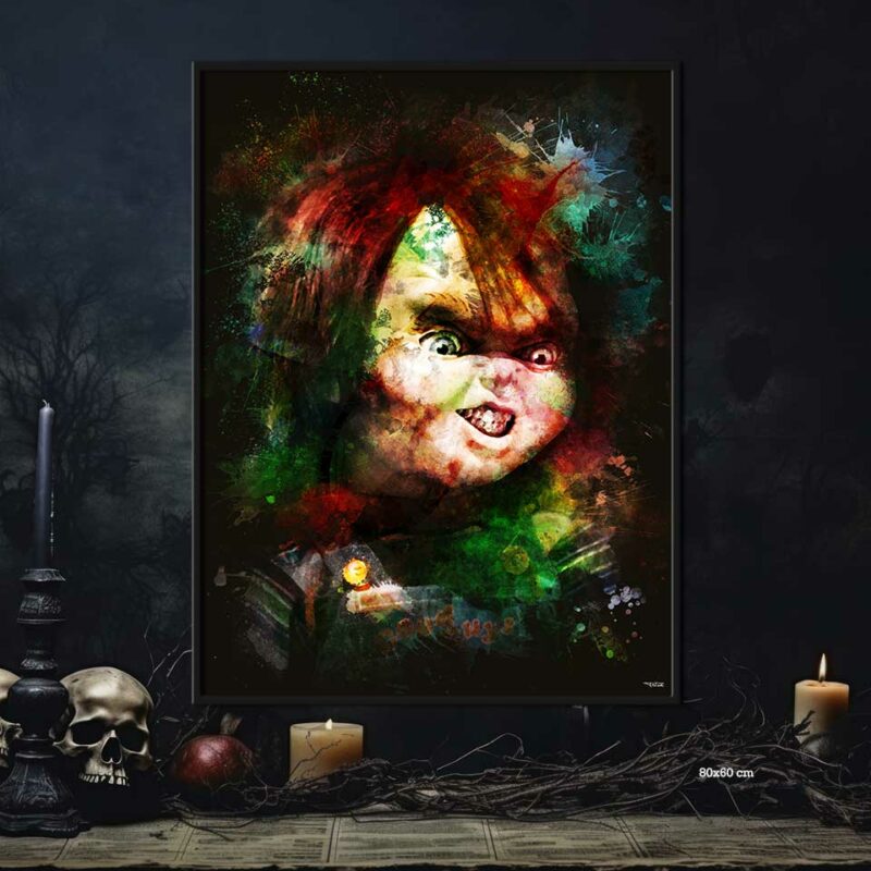 poster-80x60-cinema-chucky-2-peinture-la-poupee-de-sang-child-s-play-2-1990-john-lafia-copyright-totor-pour-splashed-cadre-noir