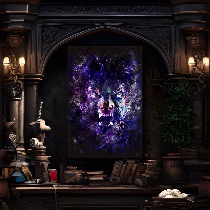 tableau-120x80-cinema-wolfman-peinture-benicio-del-toro-2010-joe-johnston-copyright-totor-pour-splashed