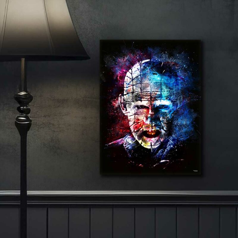 tableau-40x30-cinema-pinhead-peinture-hellraiser-3-hell-on-earth-doug-bradley-1992-anthony-hickox-copyright-totor-pour-splashed