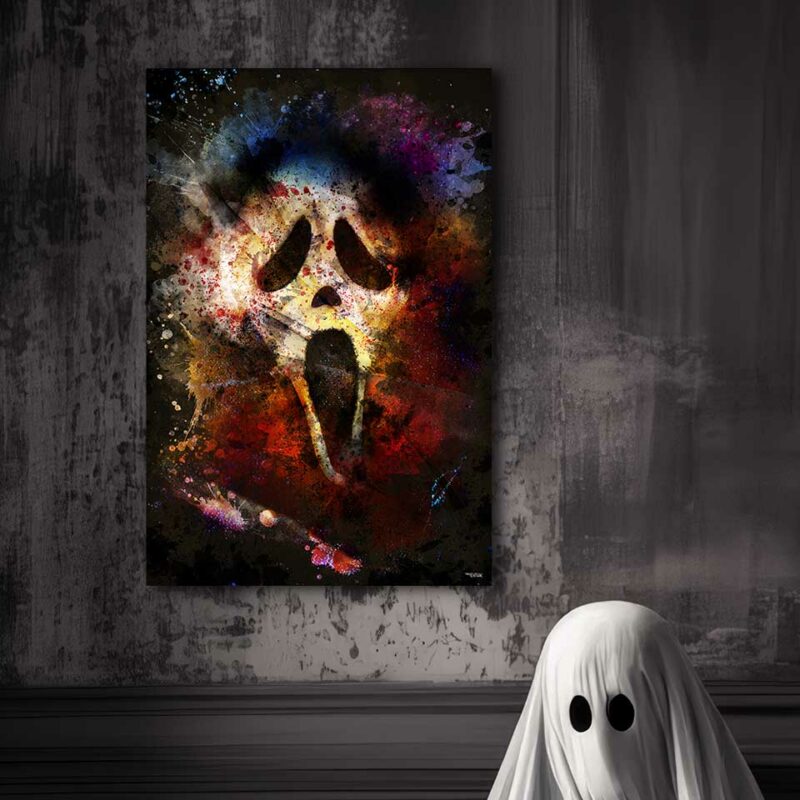 tableau-60X40-cinema-ghostface-peinture-scream-skeet-ulrich-matthew-lillard-1996-wes-craven-copyright-totor-pour-splashed