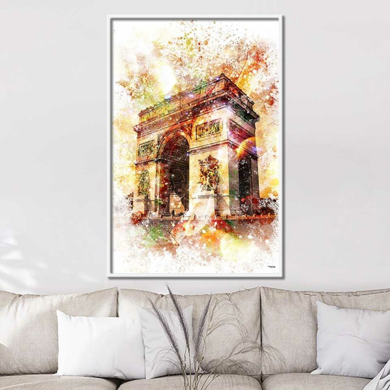 poster-arc-de-triomphe-paris-peinture-120x80-francais-monuments-avec-cadre-blanc