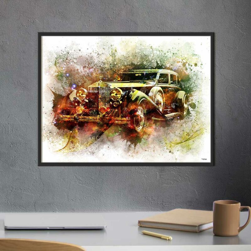 poster-voiture-rolls-royce-peinture-40x30-italien-sport-avec-cadre-noir