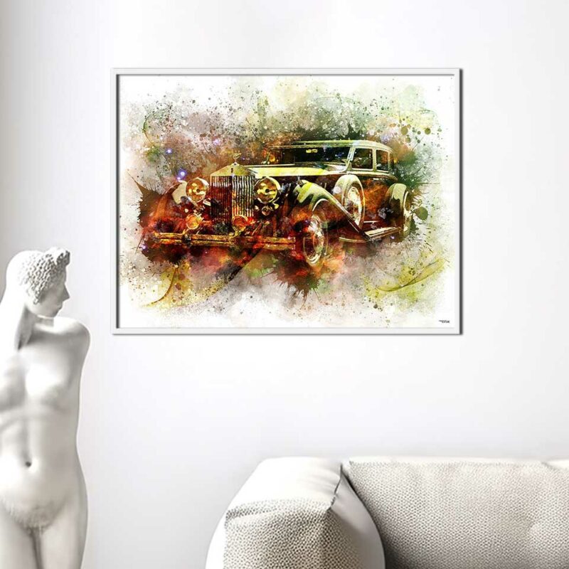 poster-voiture-rolls-royce-peinture-80x60-italien-sport-avec-cadre-blanc