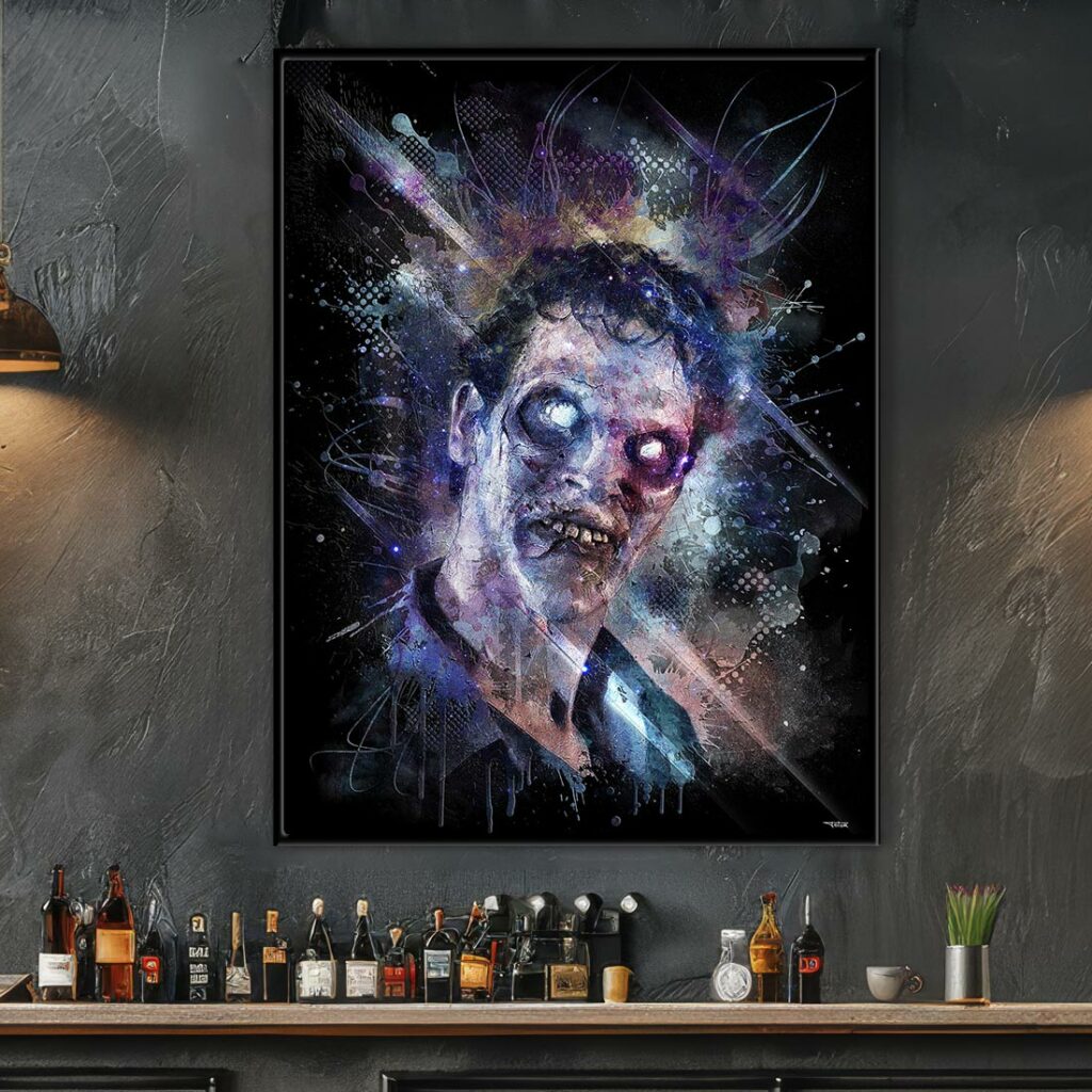 poster-deco-evil-dead-zombie-peinture-digitale-80x120-francais-cinema-avec-cadre-noir