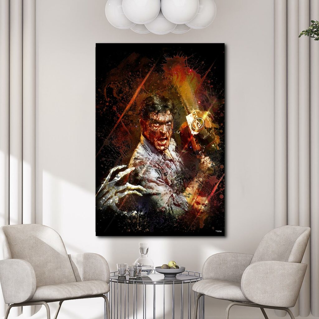Grand posters et grand tableaux Halloween Evil Dead version Splashed! dans un salon contemporain