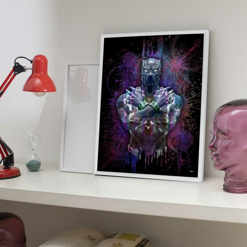 poster-deco-black-panther-marvel-peinture-digitale-40x30-francais-cinema-avec-cadre-blanc-01