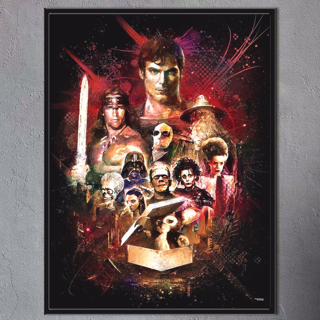 poster-deco-composition-cinema-fantastique-pop-culture-peinture-digitale-40x30-francais-cinema-avec-cadre-noir-01