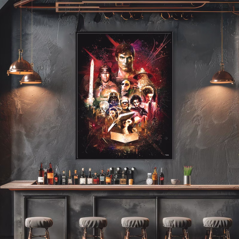 poster-deco-composition-cinema-fantastique-pop-culture-peinture-digitale-80x120-francais-cinema-avec-cadre-noir-01
