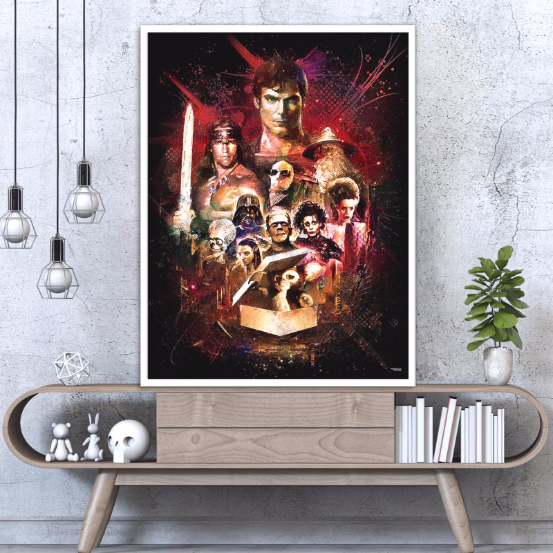 poster-deco-composition-cinema-fantastique-pop-culture-peinture-digitale-80x60-francais-cinema-avec-cadre-blanc-01