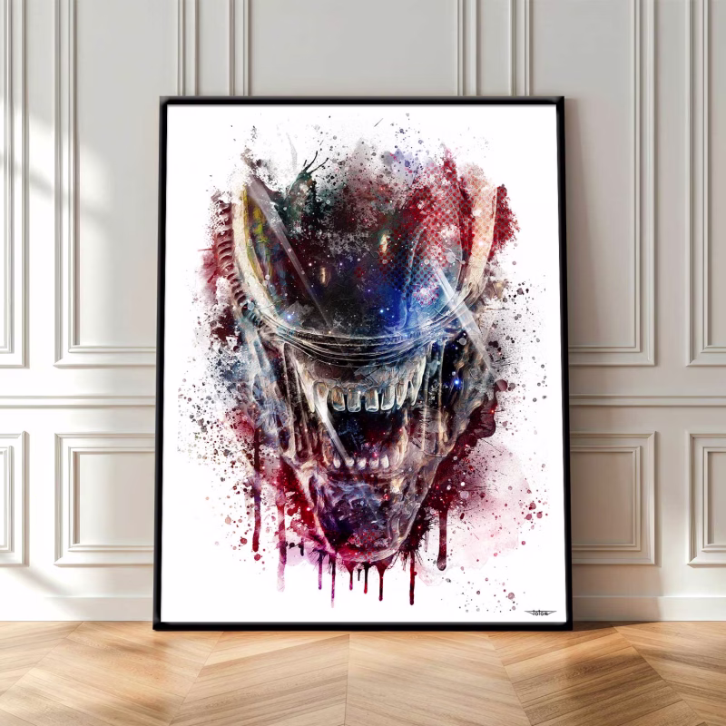 alien-1-poster-peinture-digitale-deco-cinema-80x60-francais-avec-cadre-noir-01