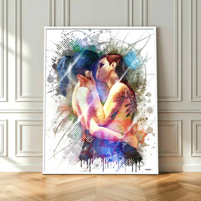 arcane-vi-caitlyn-baiser-poster-peinture-digitale-deco-cinema-80x60-francais-avec-cadre-blanc-01