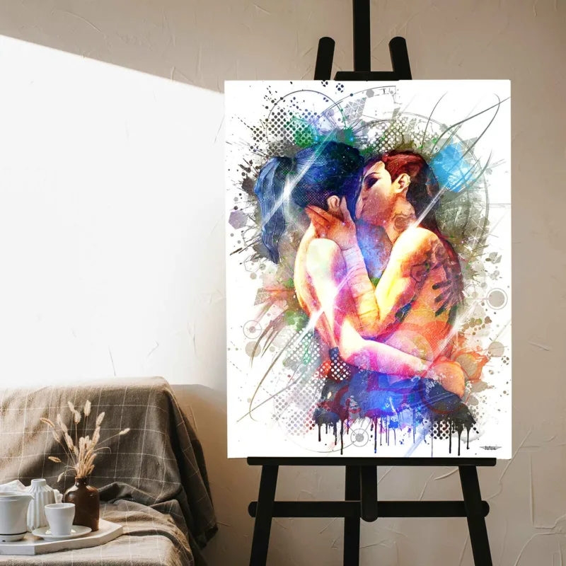 arcane-vi-caitlyn-baiser-tableau-peinture-digitale-deco-cinema-80x60-francais-sans-cadre-01