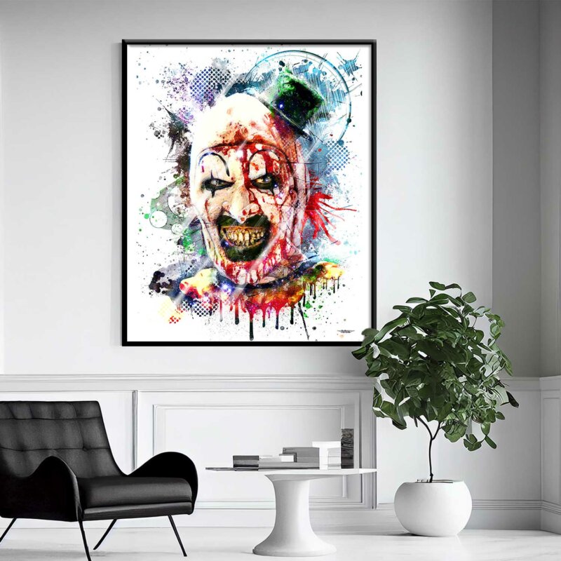 art-le-clown-terrifier-poster-peinture-digitale-deco-cinema-120x80-francais-avec-cadre-noir-01