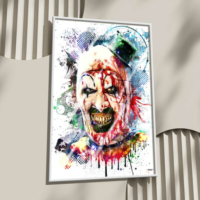 art-le-clown-terrifier-poster-peinture-digitale-deco-cinema-60x40-francais-avec-cadre-blanc-01