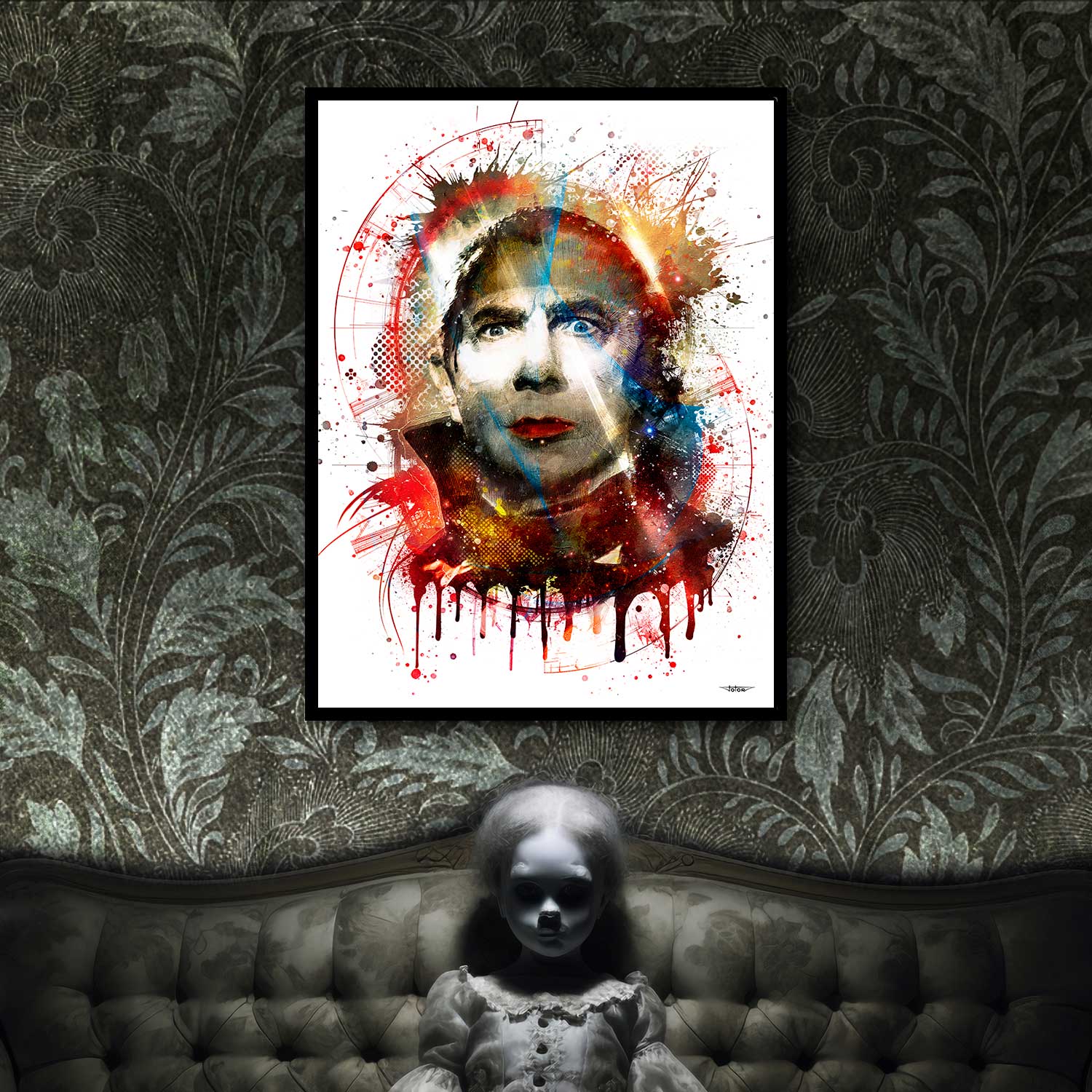 dracula-bela-lugosi-poster-peinture-digitale-deco-cinema-80x60-francais-avec-cadre-noir-01