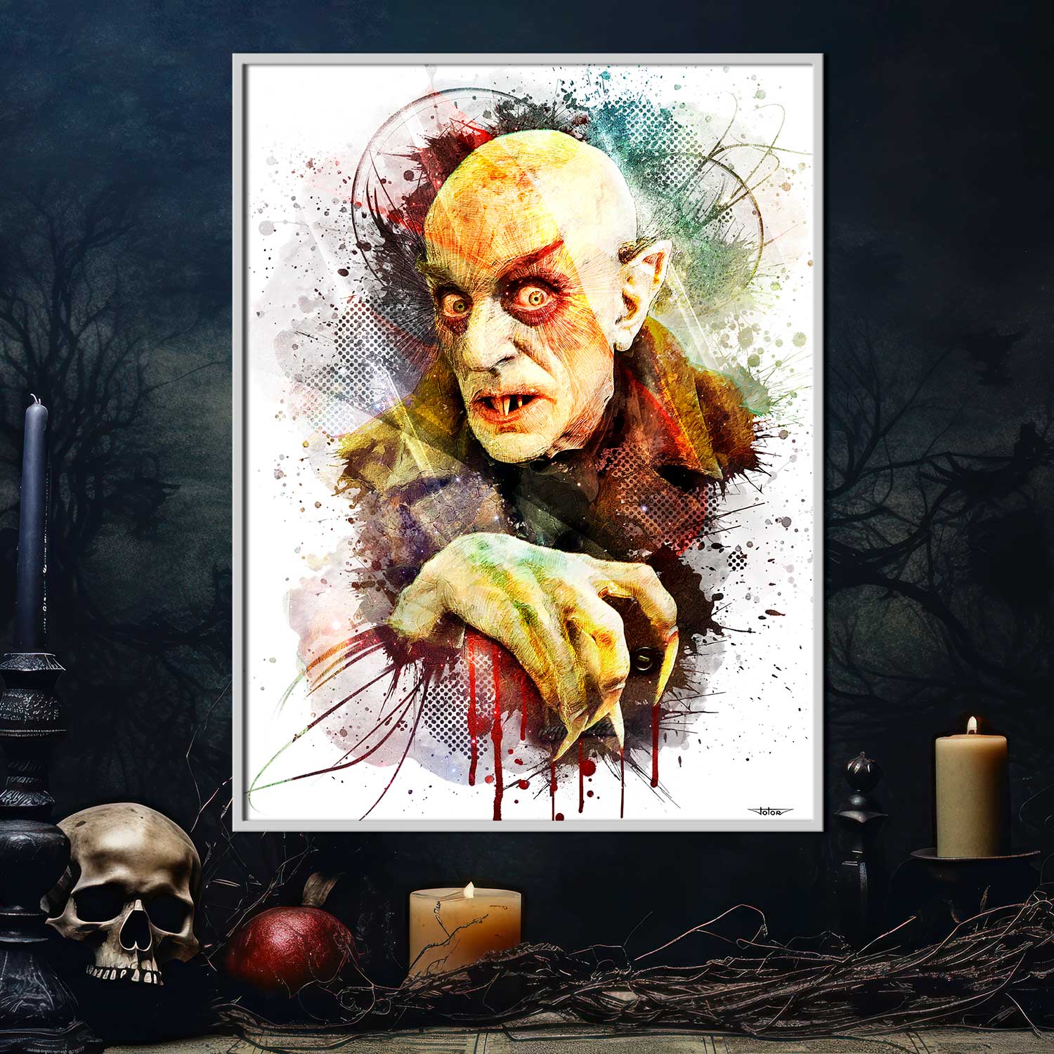 nosferatu-poster-peinture-digitale-deco-cinema-60x40-francais-avec-cadre-blanc-01