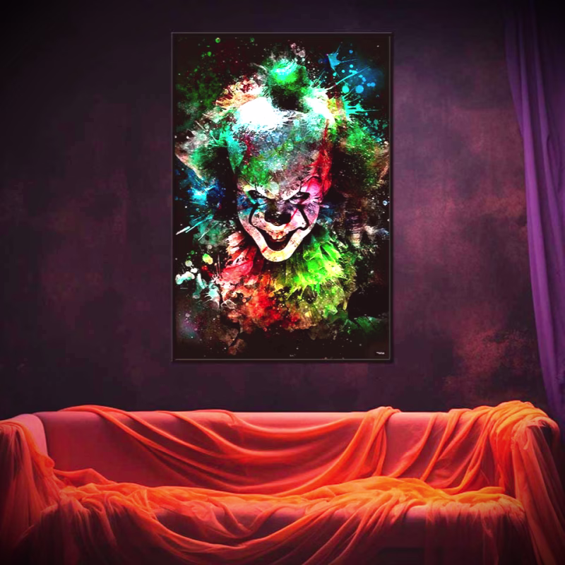 poster-120x80-cinema-pennywise-peinture-ça-it-bill-skarsgard-2017-andy-muschietti-copyright-totor-pour-splashed-cadre-noir