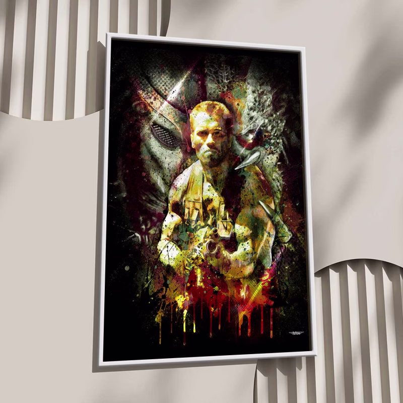 predator-poster-peinture-digitale-deco-cinema-60x40-francais-avec-cadre-blanc-01