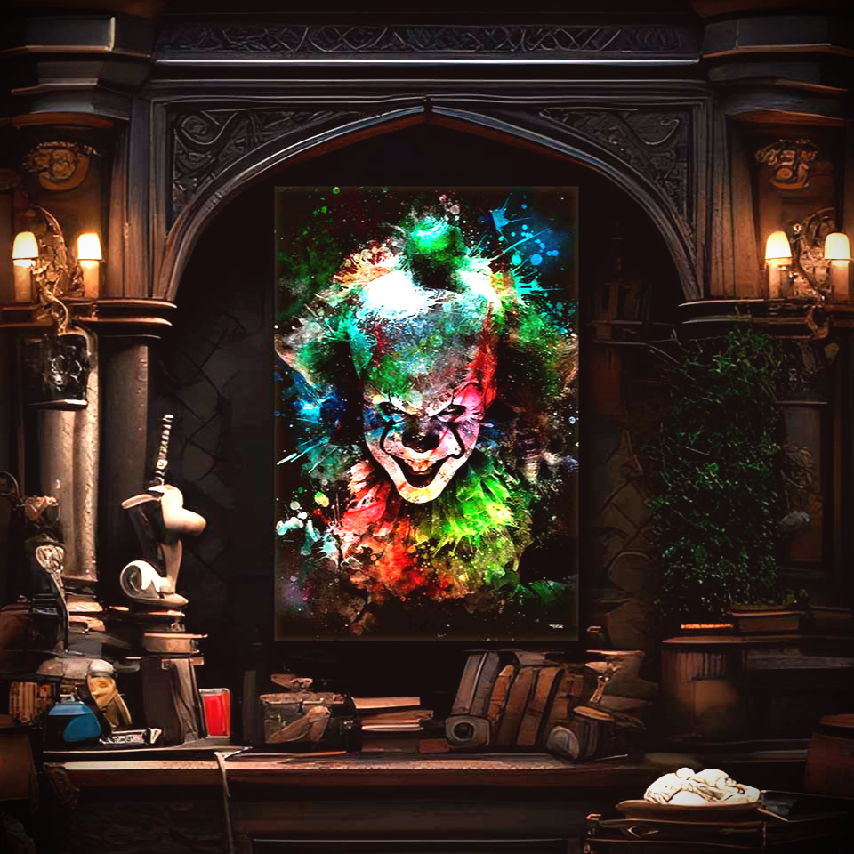 tableau-120x80-cinema-pennywise-peinture-ça-it-bill-skarsgard-2017-andy-muschietti-copyright-totor-pour-splashed