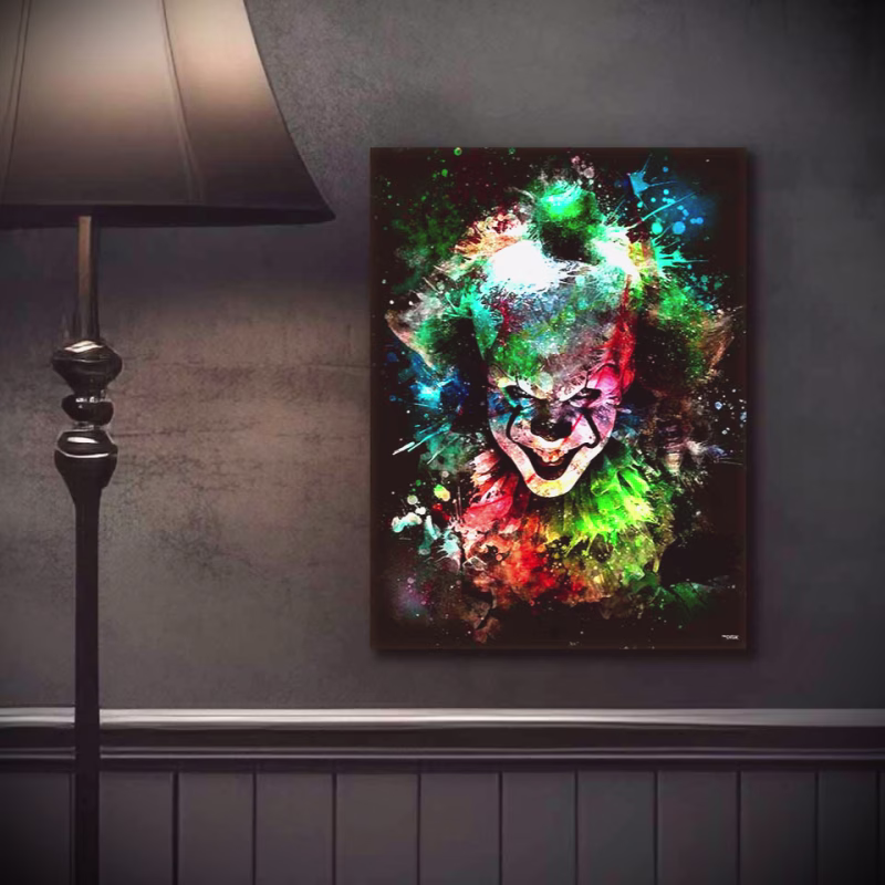 tableau-40x30-cinema-pennywise-peinture-ça-it-bill-skarsgard-2017-andy-muschietti-copyright-totor-pour-splashed