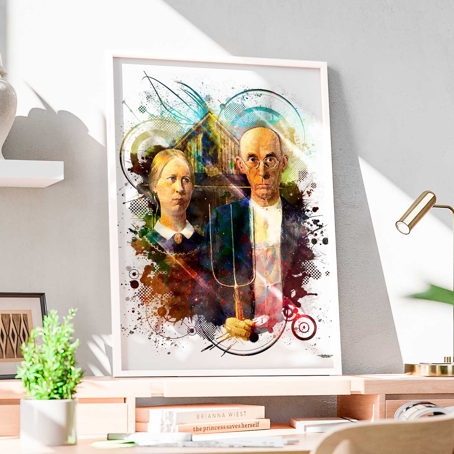 grant-de-volson-wood-american-gothic-poster-peinture-digitale-deco-art-60x40-francais-cadre-blanc-01