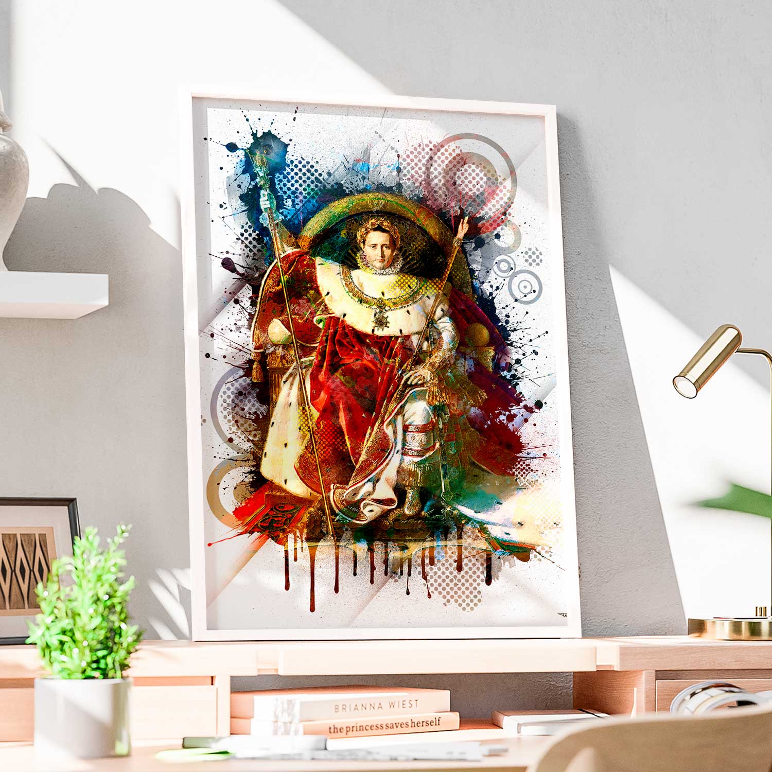 napoleon-Ier-sur-le-trone-imperial-ingres-poster-peinture-digitale-deco-art-60x40-francais-cadre-blanc-01