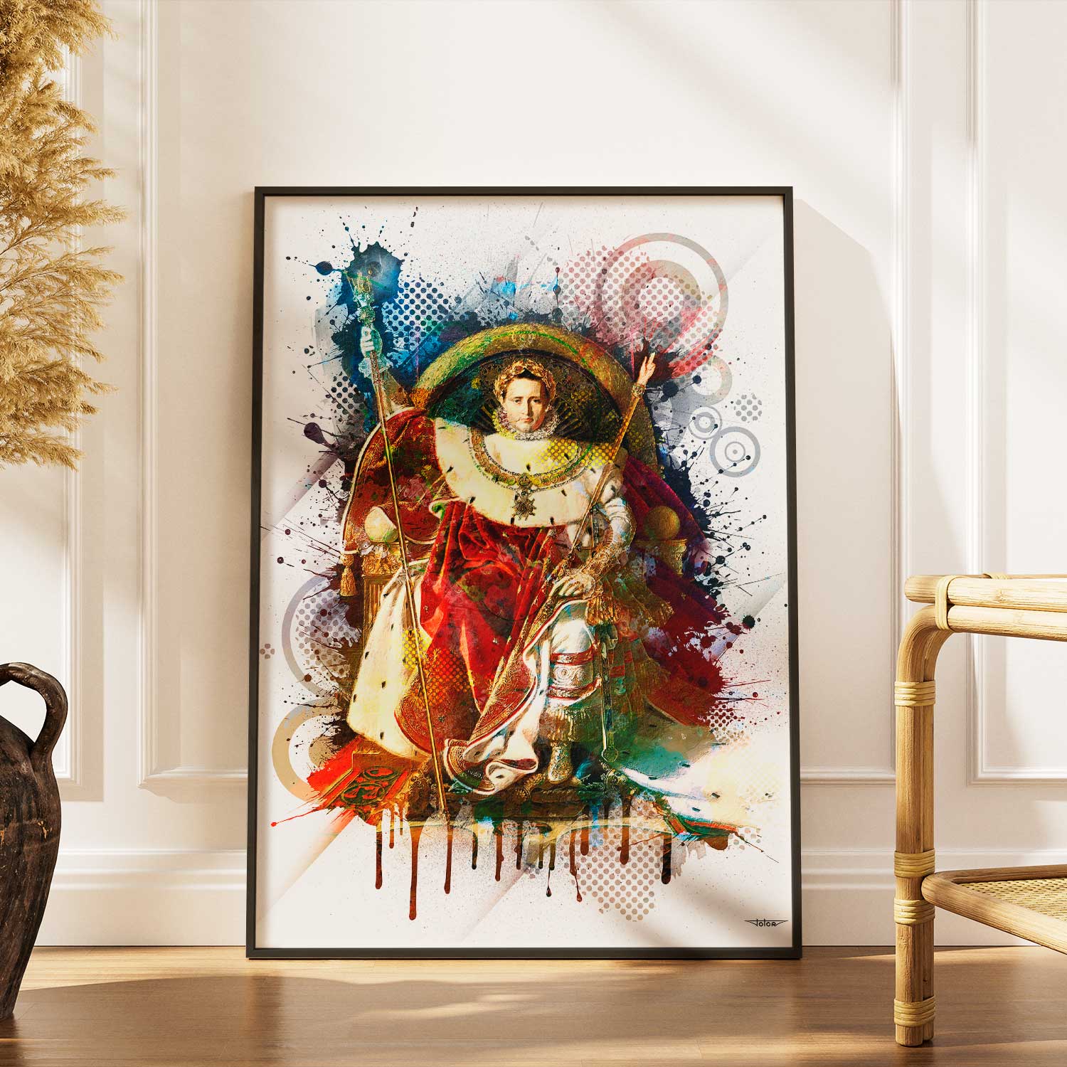 napoleon-Ier-sur-le-trone-imperial-ingres-poster-peinture-digitale-deco-art-80x60-francais-cadre-noir-01