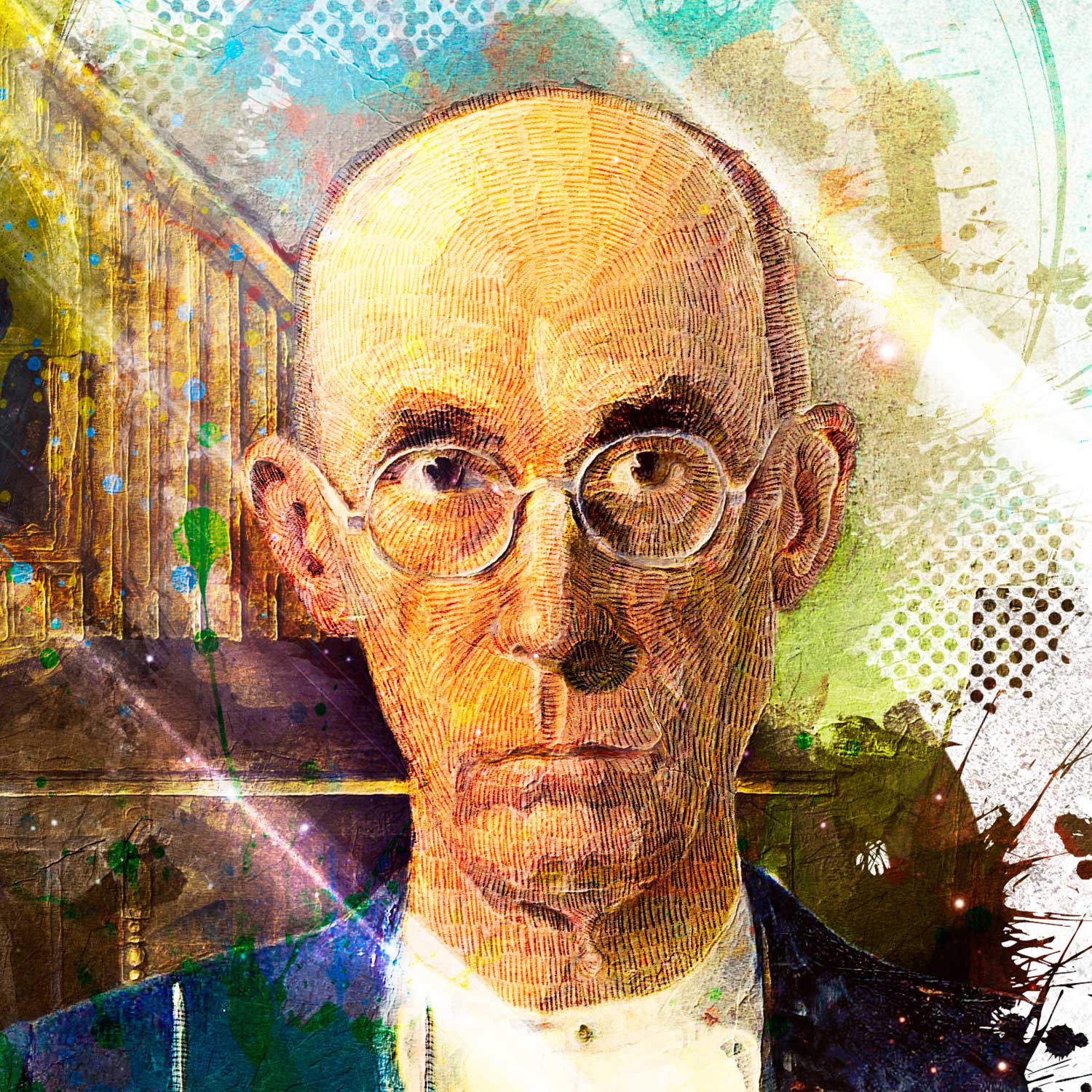 tableau-deco-grant-de-volson-wood-american-gothic-art-copyright-totor-pour-splashed-detail