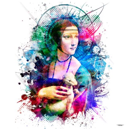 tableau-deco-la-dame-a-l-hermine-leonard-de-vinci-art-copyright-totor-pour-splashed