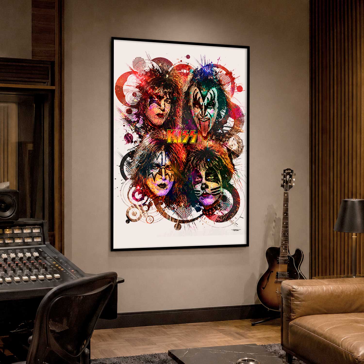 kiss-poster-musique-120x80-francais-cadre-noir-01