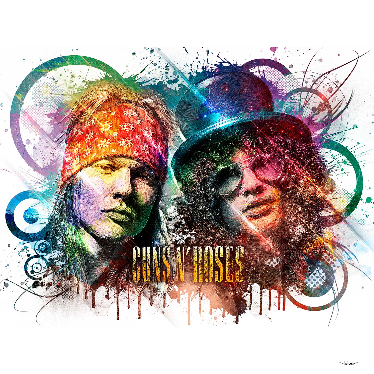 tableau-deco-guns-n-roses-axl-rose-slash-musique-copyright-totor-pour-splashed