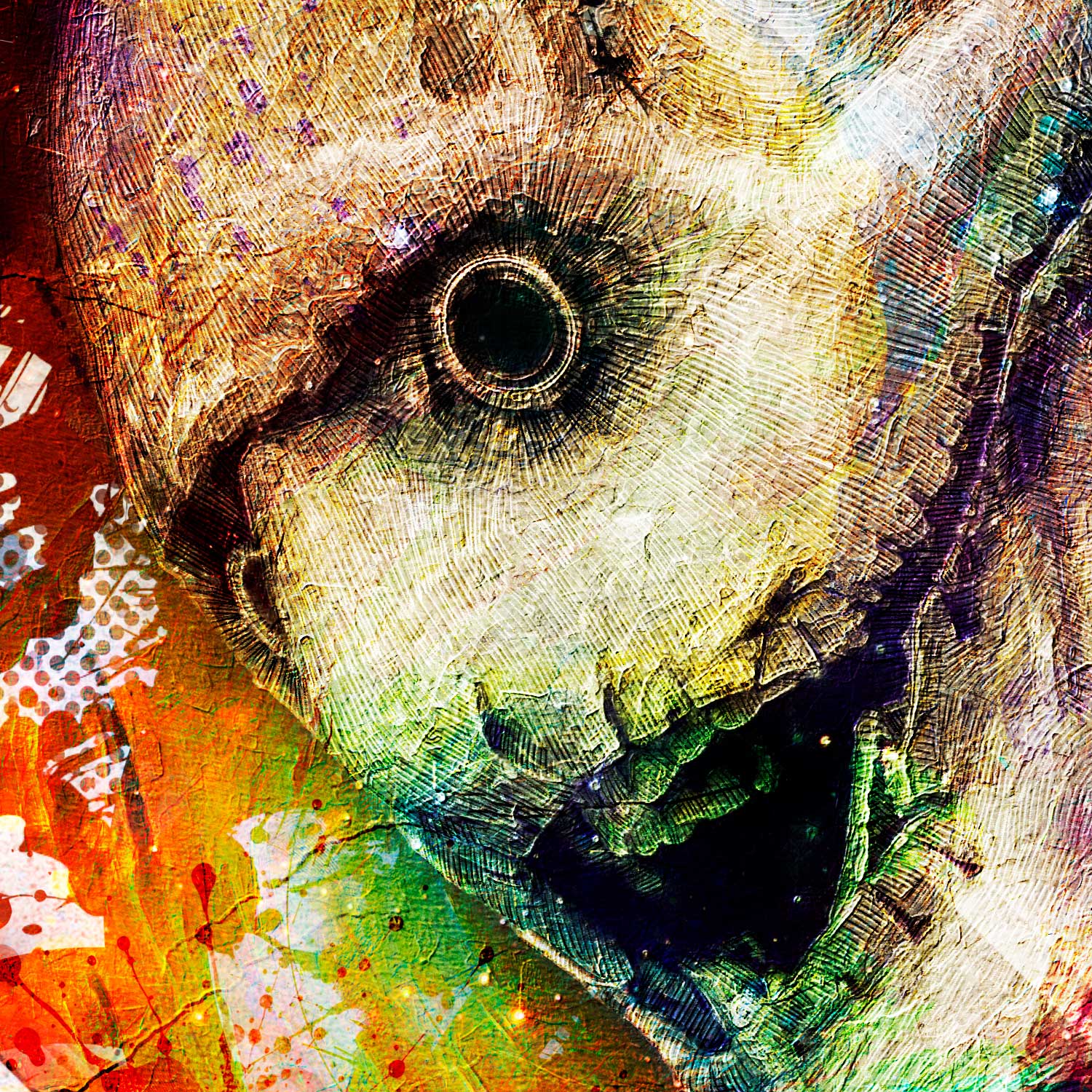 tableau-deco-slipknot-corey-taylor-musique-copyright-totor-pour-splashed-detail