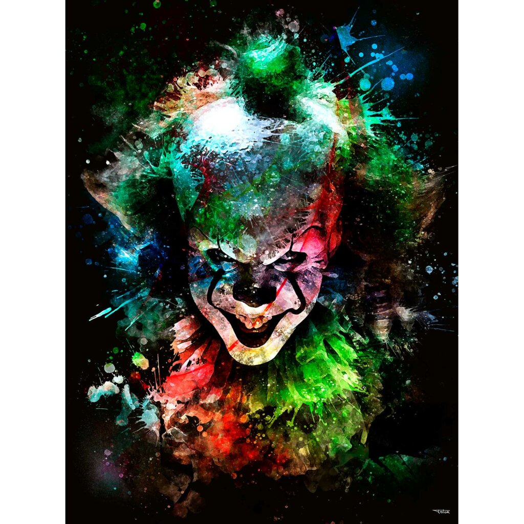 affiche-poster-tableau-cinema-pennywise-peinture-ça-it-bill-skarsgard-2017-andy-muschietti-copyright-totor-pour-splashed-2